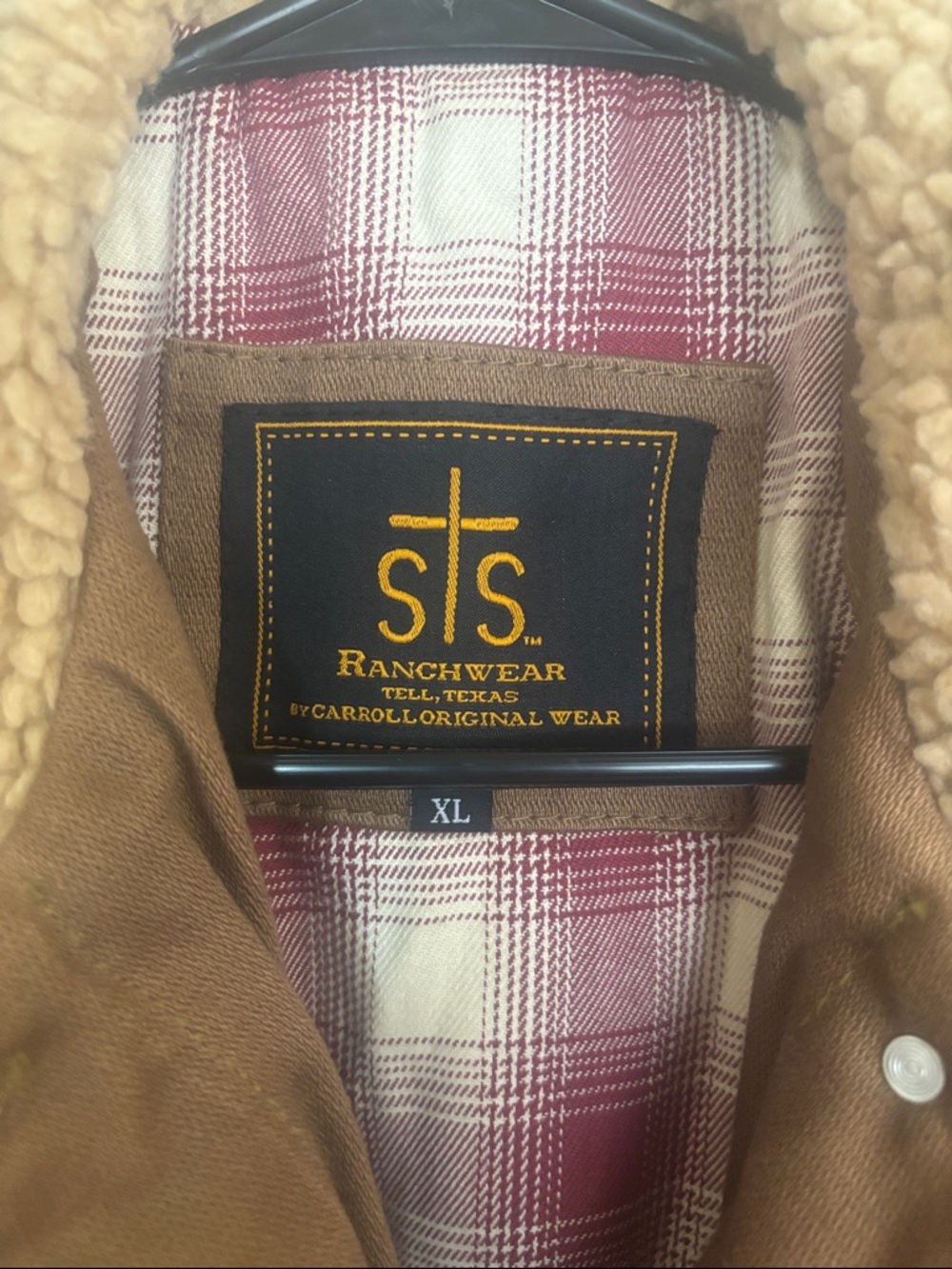 STS Ranchwear Women's Brown Work Jacket with Cream Sherpa Collar - Picture 2 of 14
